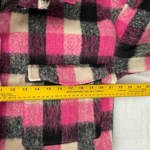 Vigoss Plaid Crop Shacket Jacket Pink Multi Women's Size Medium - Picture 11 of 15